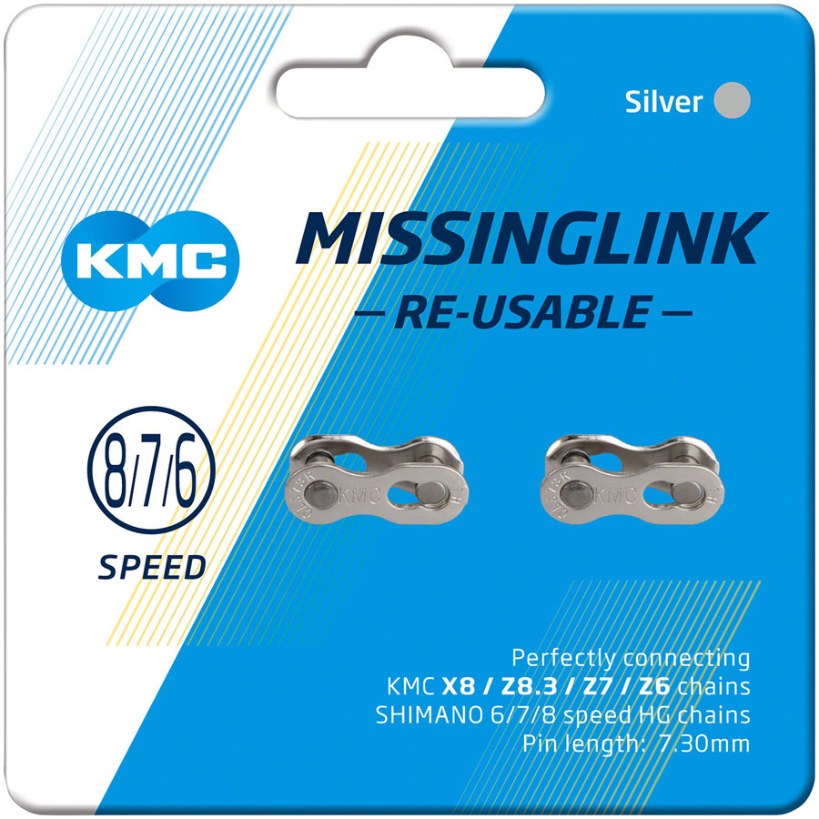 KMC MissingLink CL573R 7.3mm Connector - 678-Speed Reusable Silver 2 Pairs/Card